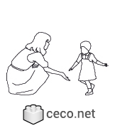 Autocad drawing mother and daughter dwg , in People Family & Groups