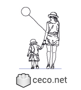 mother and daughter walking with a balloon rear view , in People Family & Groups