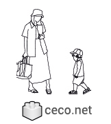 Autocad drawing mother and son dwg , in People Family & Groups