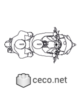 Autocad drawing motorcycle 750cc with rider and passenger top view dwg , in Vehicles Bikes & Motorcycles