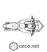 New Autocad drawing motorcycle 750cc with rider and passenger top view dwg