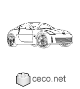 Autocad drawing Nissan 350Z sport car coupe automobile sideway 1 dwg , in Vehicles Cars