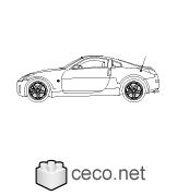 Autocad drawing Nissan 350Z sports car left side dwg , in Vehicles Cars