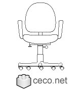 Autocad drawing Office Chair autoCAD block front view dwg , in Furniture