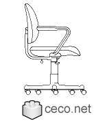 Autocad drawing Office Chair with wheels furniture dwg , in Furniture