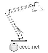 Autocad drawing office desk lamp dwg , in Equipment