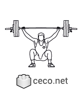 Autocad drawing Olympic weightlifter front view powerlifting dwg , in People Fitness & Sports