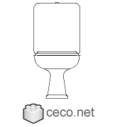 Autocad drawing one piece toilet with deposit front view dwg , in Bathrooms Detail
