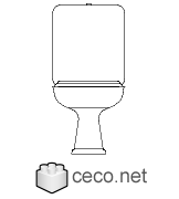 Autocad drawing one piece toilet with deposit front view dwg , in kitchen & bathroom