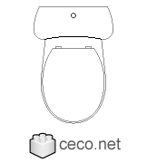 Autocad drawing one piece toilet with deposit plan view dwg , in kitchen & bathroom