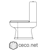 Autocad drawing one piece toilet with deposit side view dwg , in Bathrooms Detail