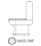 Autocad drawing one piece toilet with deposit side view dwg , in kitchen & bathroom