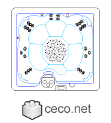 Autocad drawing Outdoor Jacuzzi - 6 person Hot Tub spa dwg , in kitchen & bathroom