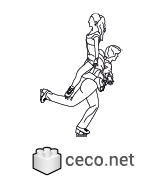 Autocad drawing pair of ice skaters 02 side view dwg , in People Fitness & Sports