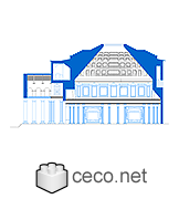 Autocad drawing Pantheon in Rome - section throw portico rotunda dwg , in Architecture