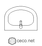 Autocad drawing pedestal sink 1 with stainless steel faucet dwg , in kitchen & bathroom