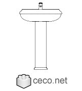 Autocad drawing pedestal sinks 1 front view dwg , in kitchen & bathroom