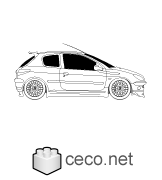 Autocad drawing Peugeot 206 GTi 180 3 doors dwg , in Vehicles Cars