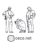 Autocad drawing photographer with two explorers dwg , in People Family & Groups