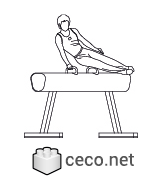 Autocad drawing pommel horse gymnast dwg , in People Fitness & Sports
