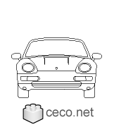 Autocad drawing Porsche 911 Turbo S AG luxury cars front dwg , in Vehicles Cars