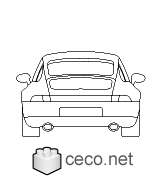 Autocad drawing Porsche 911 Turbo S AG luxury cars rear view dwg , in Vehicles Cars