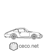 Autocad drawing Porsche 911 Turbo S AG luxury cars side view dwg , in Vehicles Cars