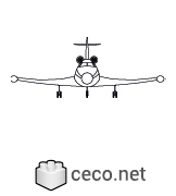 Private jet front view dwg dxf , in Vehicles Aircrafts