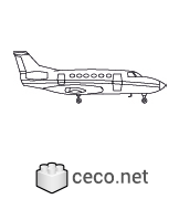 Autocad drawing Private jet side view dwg dxf , in Vehicles Aircrafts