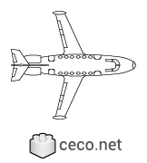 Autocad drawing Private jet top view dwg Boeing Business Jet BBJ , in Vehicles Aircrafts