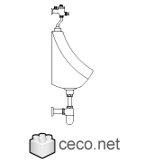 Autocad drawing restroom urinal side view dwg , in Bathrooms Detail