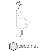 Autocad drawing restroom urinal side view dwg , in kitchen & bathroom