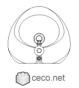 Autocad drawing restroom urinal top view dwg , in kitchen & bathroom
