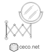 Autocad drawing Retractable shaving round mirror dwg , in Bathrooms Detail