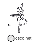 Autocad drawing rhythmic gymnastics dwg , in People Fitness & Sports
