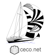 Autocad drawing Sailboat with big winds yacht dwg dxf , in Vehicles Boats & Ships