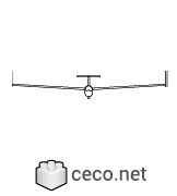 Autocad drawing sailplane or glider fixed-wing aircraft front view dwg , in Vehicles Aircrafts