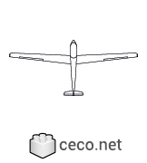 Autocad drawing sailplane or glider fixed-wing aircraft top view dwg , in Vehicles Aircrafts