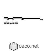 Autocad drawing scale bar 1:1000 dwg dxf , in Symbols Signs Signals