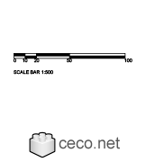 Autocad drawing scale bar 1:500 dwg dxf , in Symbols Signs Signals