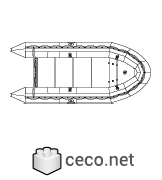 Autocad drawing Semi-Rigid Inflatable Boat RIB 02 plan view dwg , in Vehicles Boats & Ships