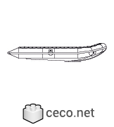 Autocad drawing Semi-Rigid Inflatable Boat side view RIB 02 dwg , in Vehicles Boats & Ships
