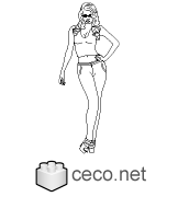 Autocad drawing sexy young lady wearing sunglasses dwg dxf , in People Women