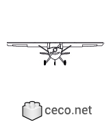 Autocad drawing Single-Engine high wing Piston Airplane front view dwg , in Vehicles Aircrafts