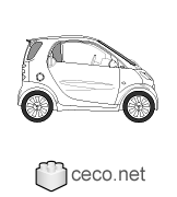 Autocad drawing Smart Car automobile small dwg , in Vehicles Cars