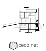 Autocad drawing Smith House cross section A Richard Meier dwg dxf , in Architecture