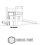 Autocad drawing Smith House east elevation, Richard Meier dwg dxf , in Architecture
