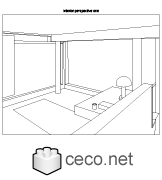 Autocad drawing Smith House interior perspective one Richard Meier dwg , in Architecture