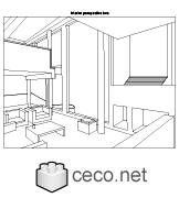 Autocad drawing Smith House interior perspective two Richard Meier dwg , in Architecture