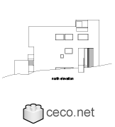 Autocad drawing Smith House north elevation Richard Meier dwg dxf , in Architecture